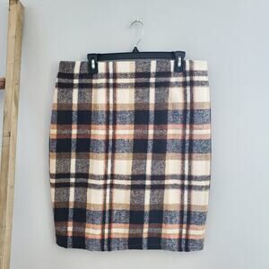Women's Plaid Wool Straight Pencil Skirt Size XL